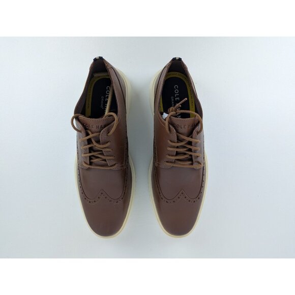 Cole Haan Grand+ Wingtip Leather Oxford British Tan Dress Shoe Men\'s Size 10 NIB